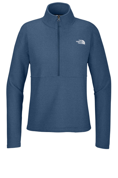 The North Face Women’s Textured Pine Grove 1/2-Zip in Shady Blue Heather, front flat