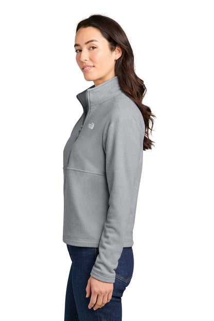 The North Face Women’s Textured Pine Grove 1/2-Zip in TNF Light Grey Heather, side on model