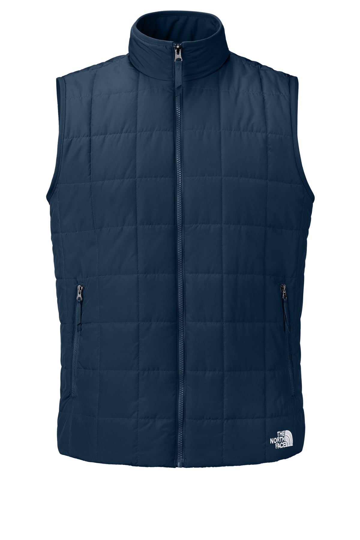 The North Face Iron Drift Quilted Vest in Summit Navy, front flat