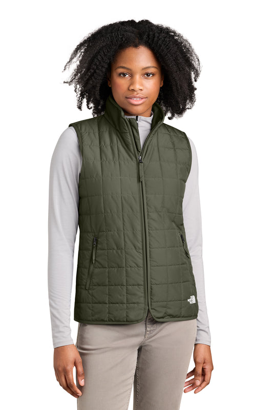 The North Face Women’s Iron Drift Quilted Vest in New Taupe Green, front on model