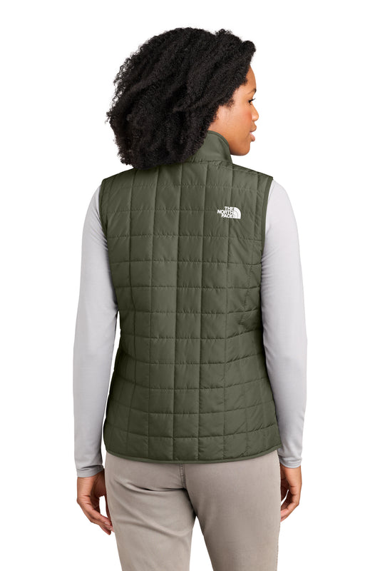 The North Face Women’s Iron Drift Quilted Vest in New Taupe Green, back on model