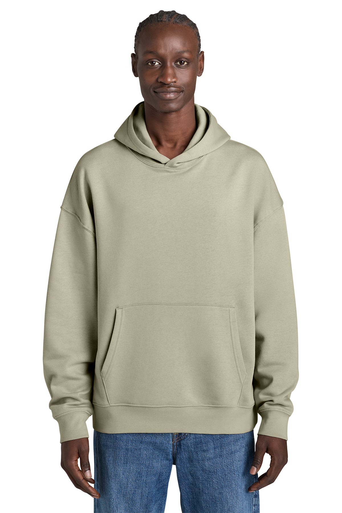 Stanley/Stella Unisex Chaser Hooded Sweatshirt in Stone, front on model