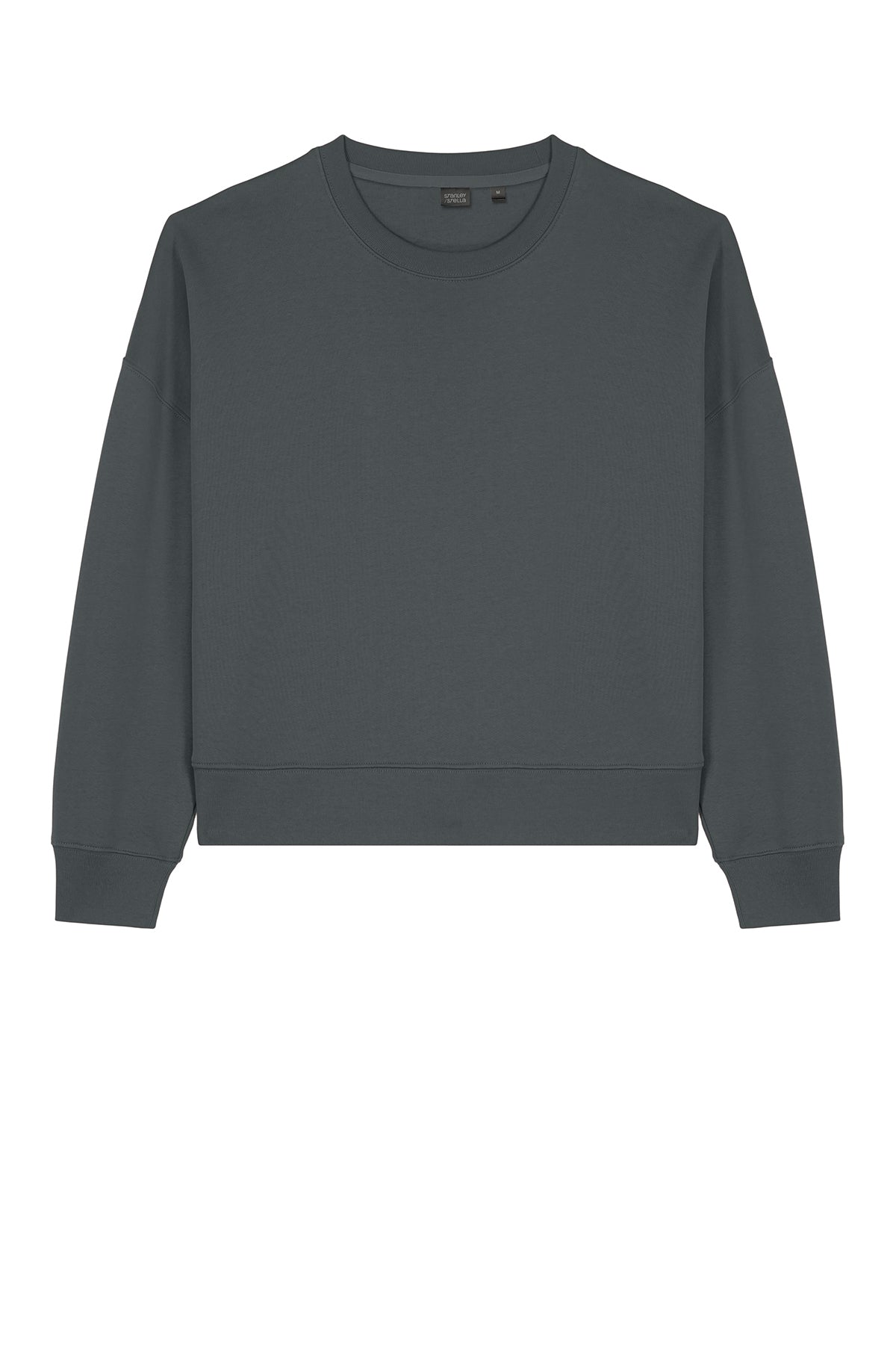 Stanley/Stella Women’s Stella Alma Crewneck Sweatshirt in Anthracite, front flat