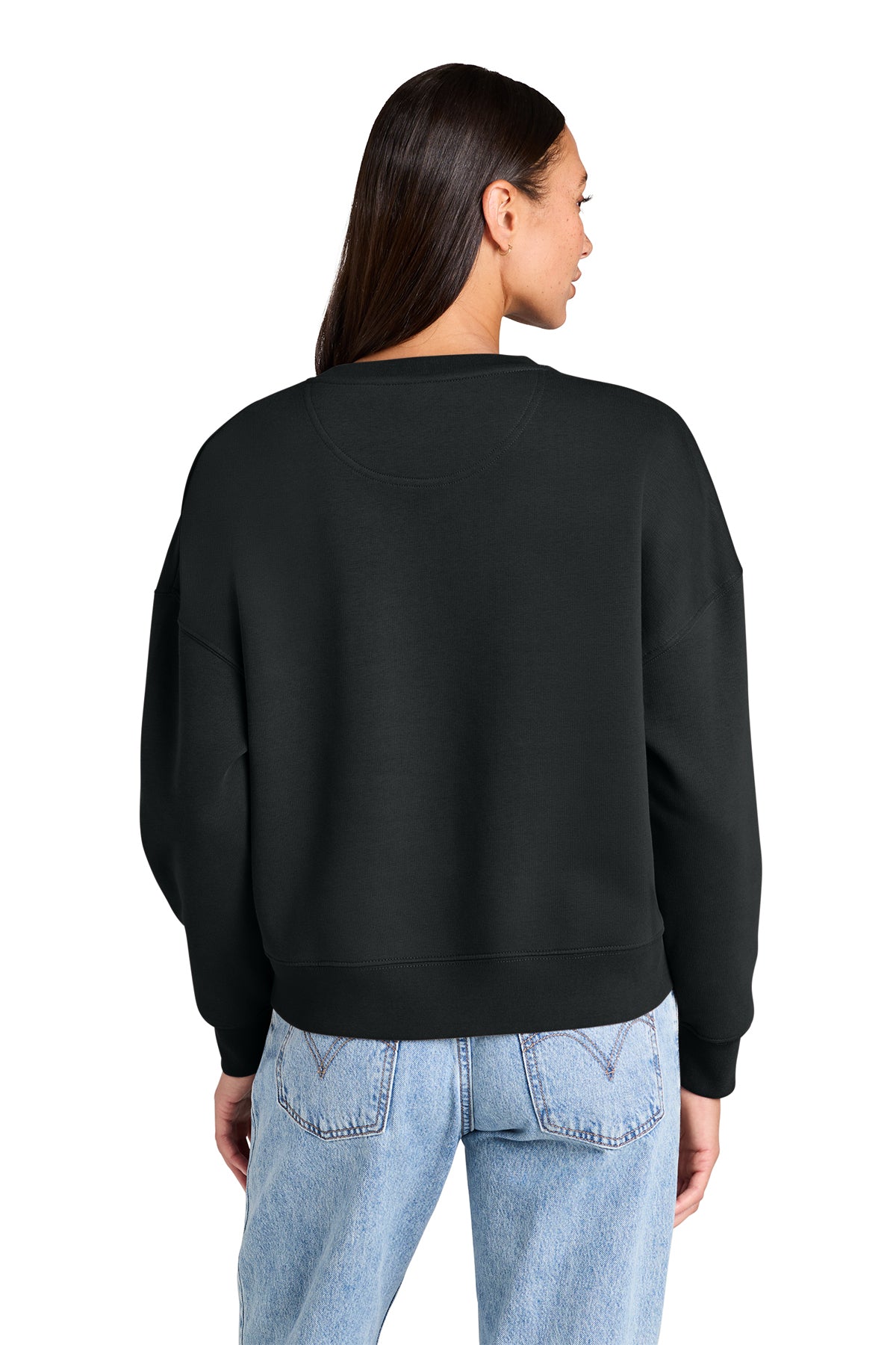 Stanley/Stella Women’s Stella Alma Crewneck Sweatshirt in Black, back on model