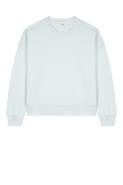 Stanley/Stella Women’s Stella Alma Crewneck Sweatshirt in Blue Ice, front flat