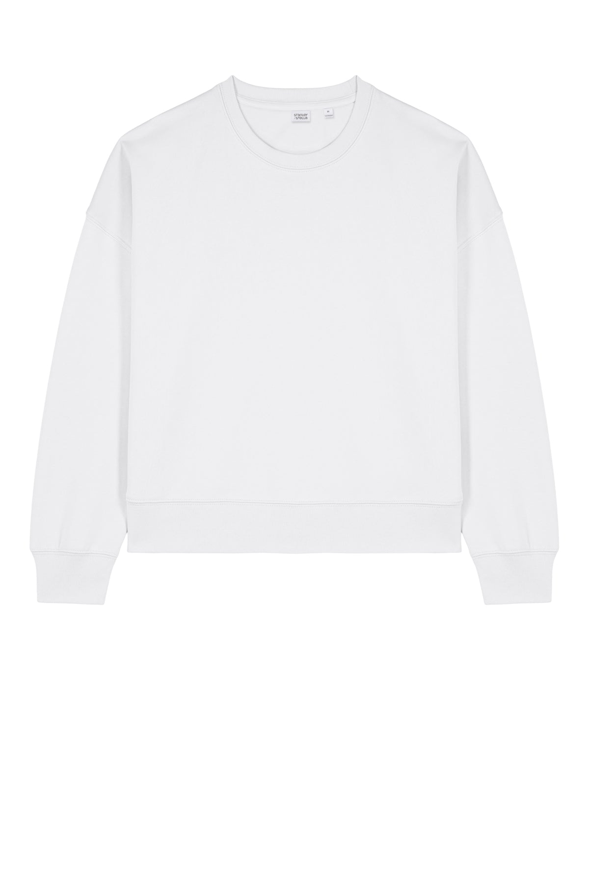 Stanley/Stella Women’s Stella Alma Crewneck Sweatshirt in White, front flat