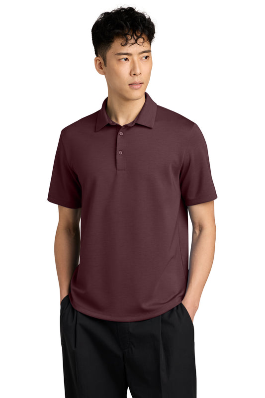 Mercer+Mettle Lite Spacer Polo in Dark Raisin, front on model