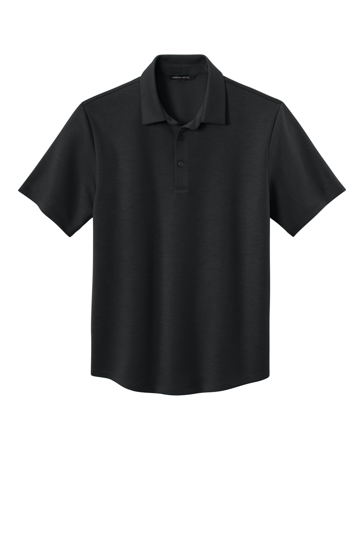 Mercer+Mettle Lite Spacer Polo in Deep Black, front flat