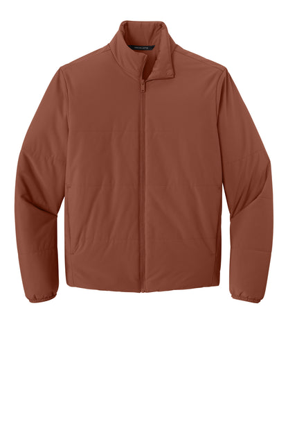 Mercer+Mettle Brookline Quilted Jacket in Dark Sienna, front flat