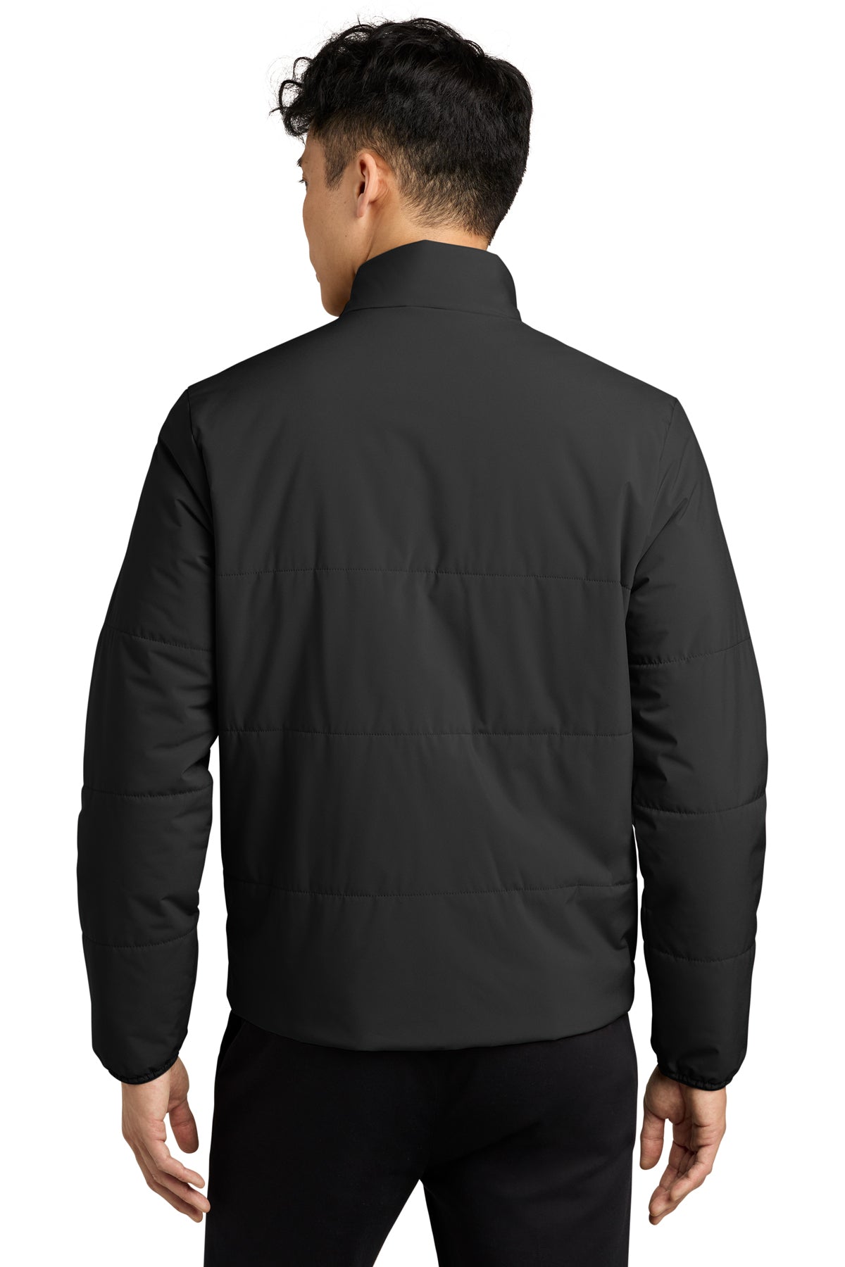 Mercer+Mettle Brookline Quilted Jacket in Deep Black, back on model