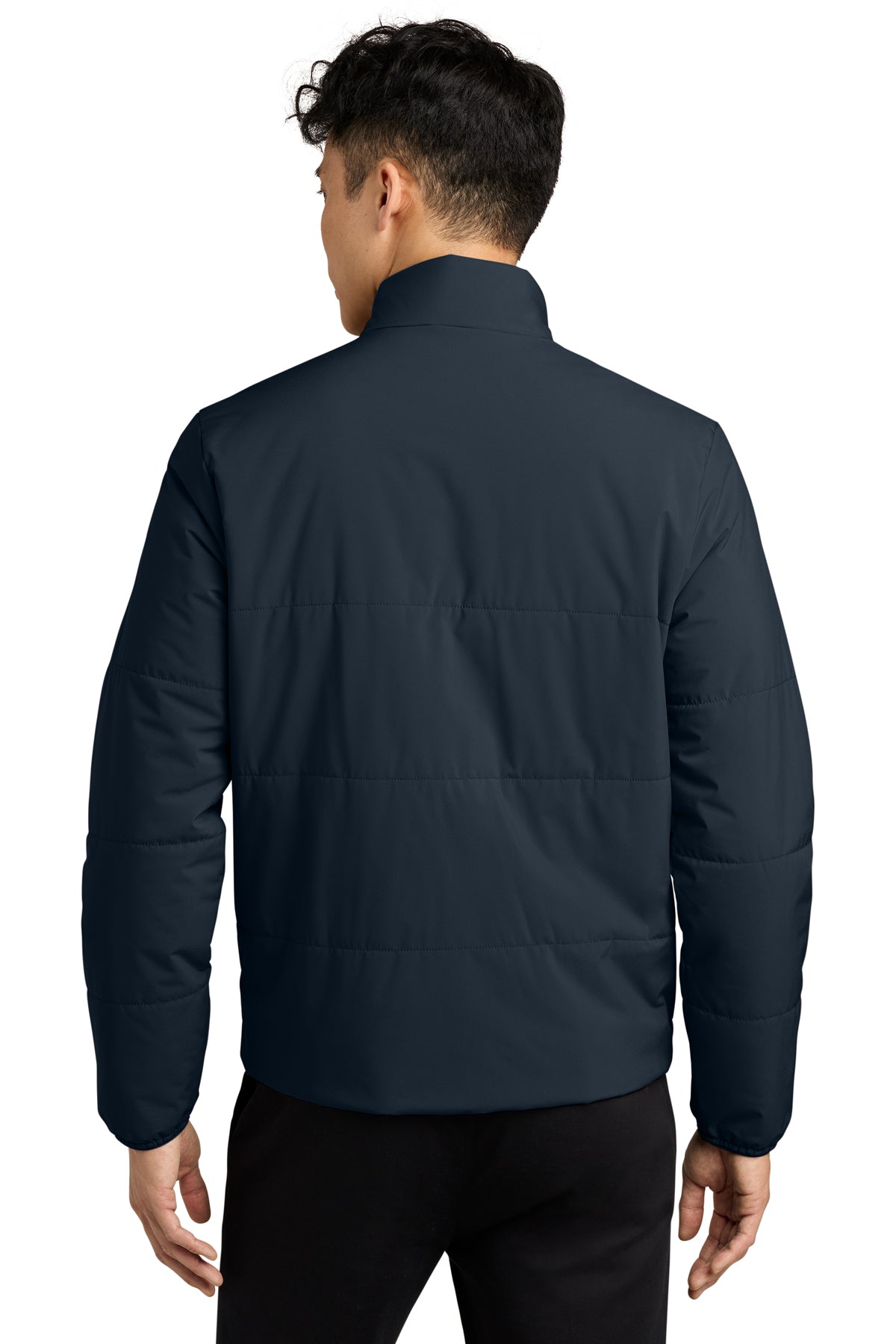Mercer+Mettle Brookline Quilted Jacket in Night Navy, back on model