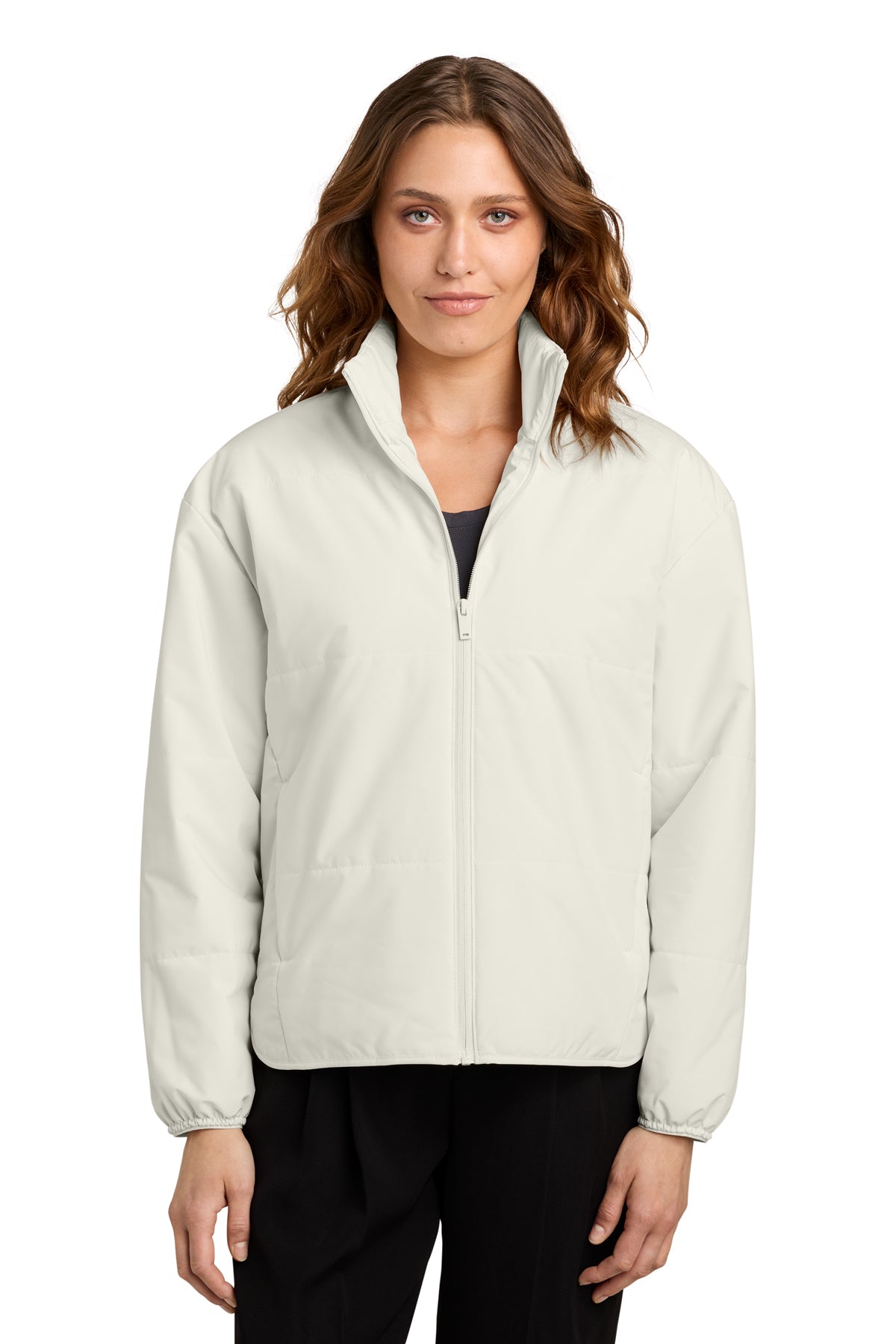 Mercer+Mettle Women’s Brookline Quilted Jacket in Birch, front on model