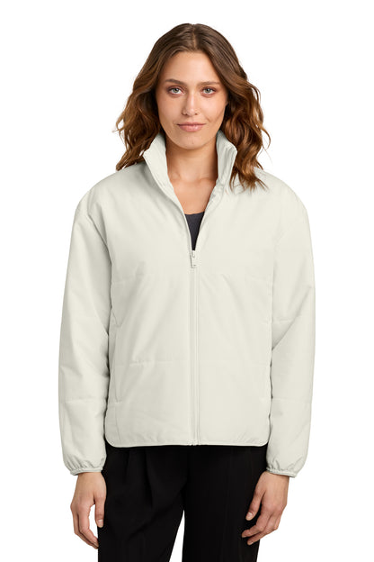 Mercer+Mettle Women’s Brookline Quilted Jacket in Birch, front on model
