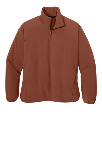 Mercer+Mettle Women’s Brookline Quilted Jacket in Dark Sienna, front flat