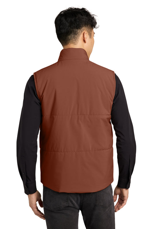 Mercer+Mettle Brookline Quilted Vest in Dark Sienna, back on model