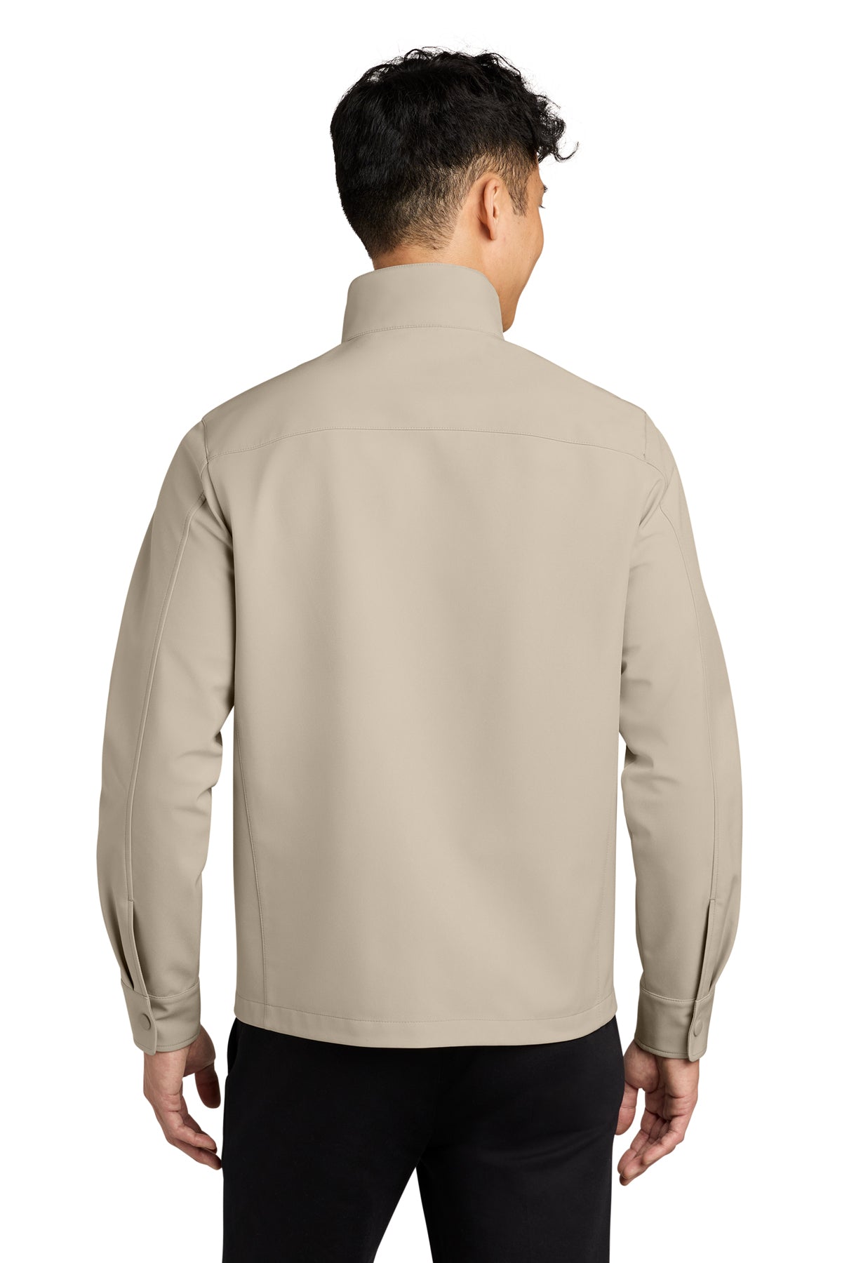 Mercer+Mettle Comfort Soft Shell Jacket in Almond, back on model