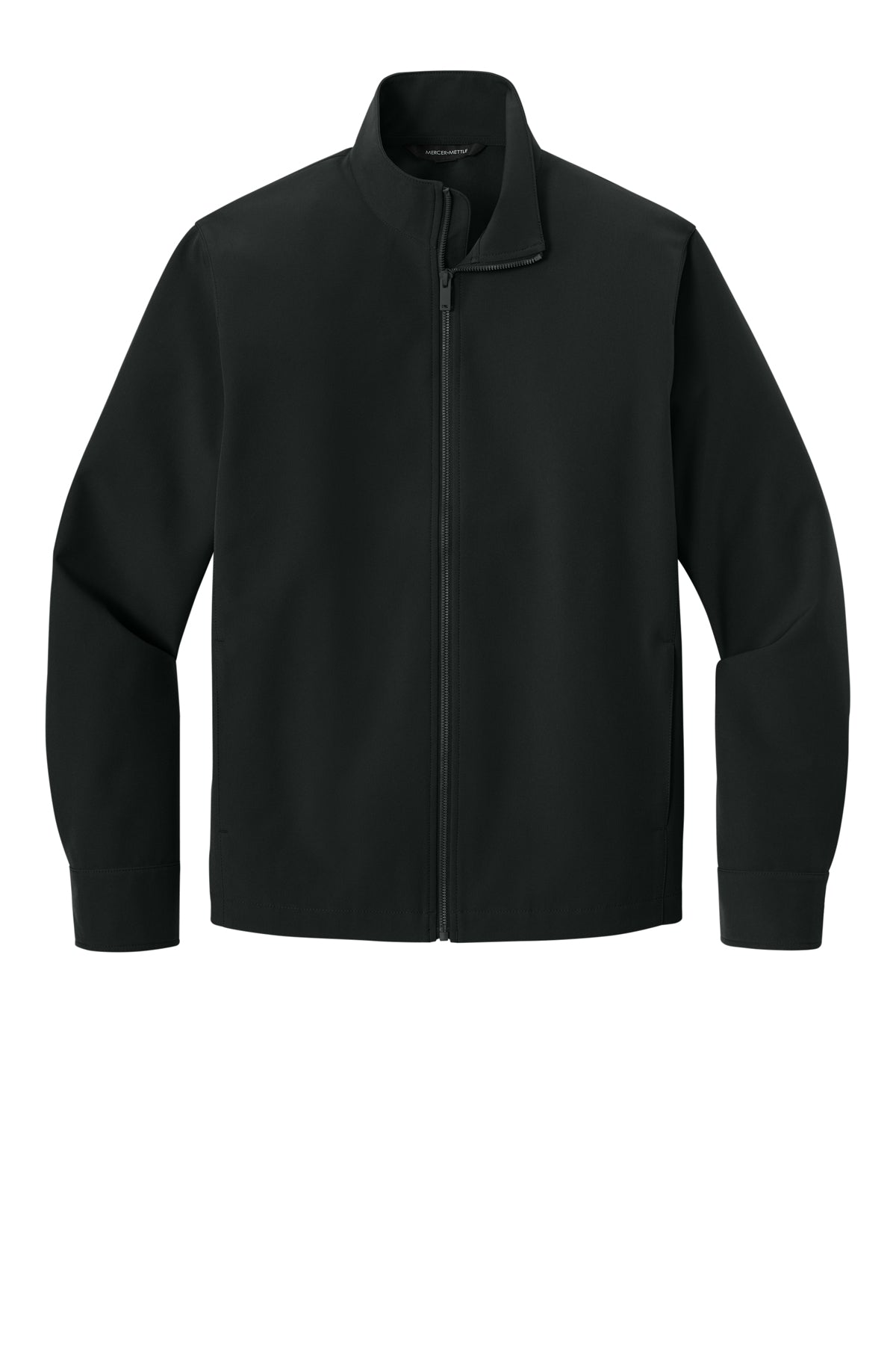 Mercer+Mettle Comfort Soft Shell Jacket in Deep Black, front flat