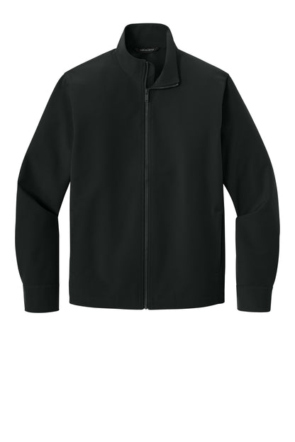 Mercer+Mettle Comfort Soft Shell Jacket in Deep Black, front flat