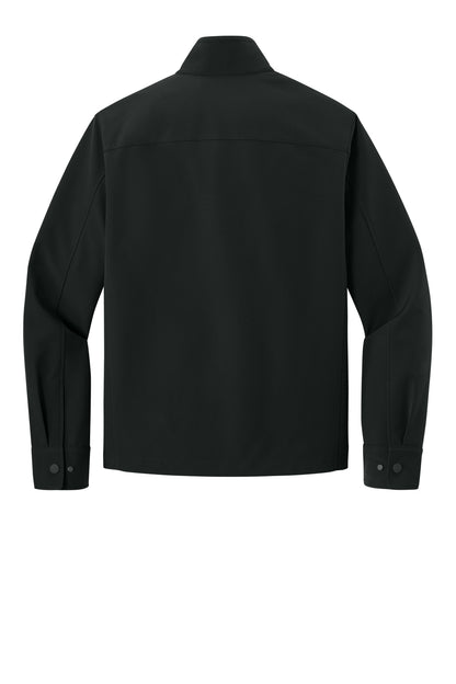 Mercer+Mettle Comfort Soft Shell Jacket in Deep Black, back flat