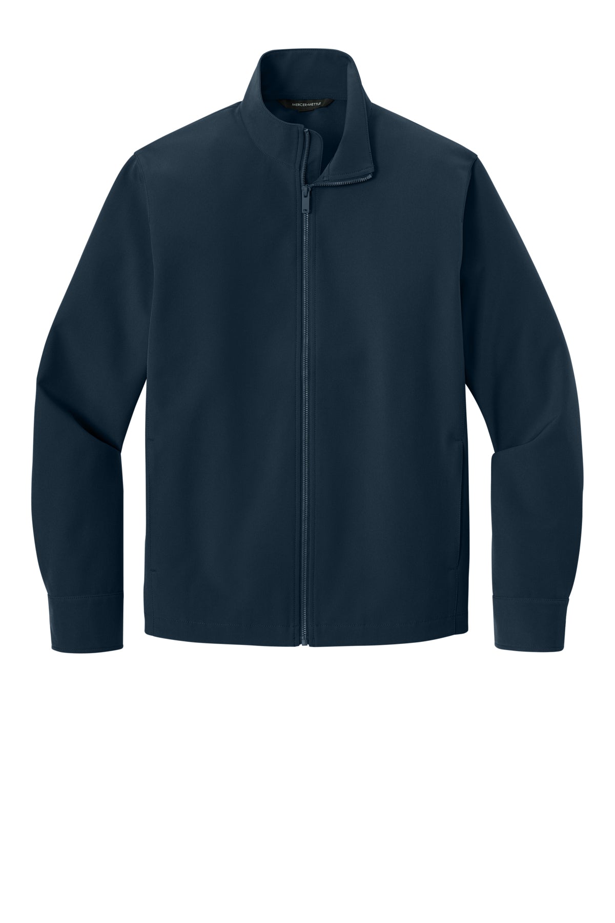 Mercer+Mettle Comfort Soft Shell Jacket in Night Navy, front flat