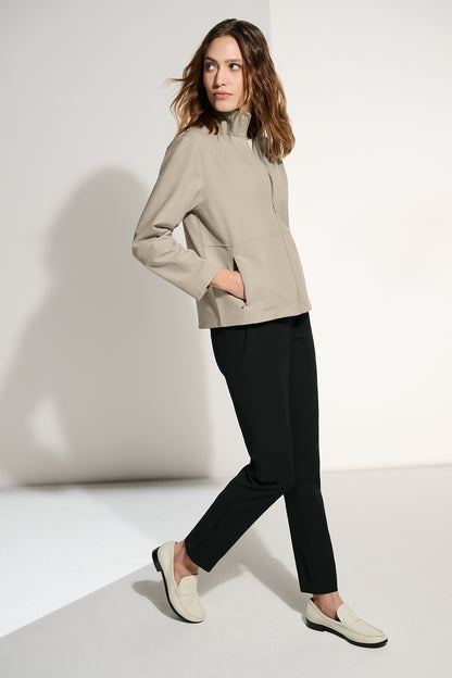 Mercer+Mettle Women’s Comfort Soft Shell Jacket in Night Navy, view on model