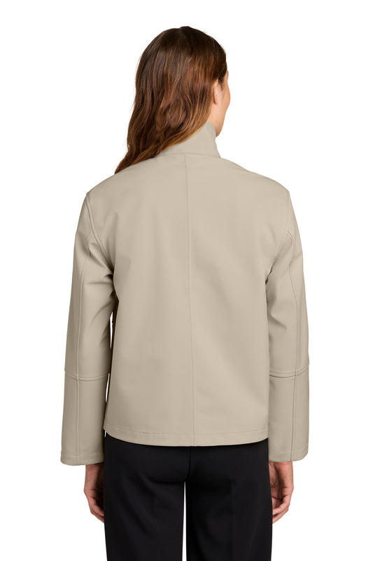 Mercer+Mettle Women’s Comfort Soft Shell Jacket in Almond, back on model
