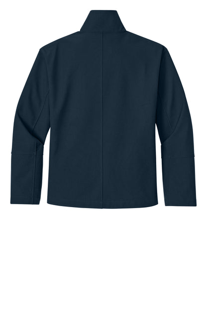 Mercer+Mettle Women’s Comfort Soft Shell Jacket in Night Navy, back flat