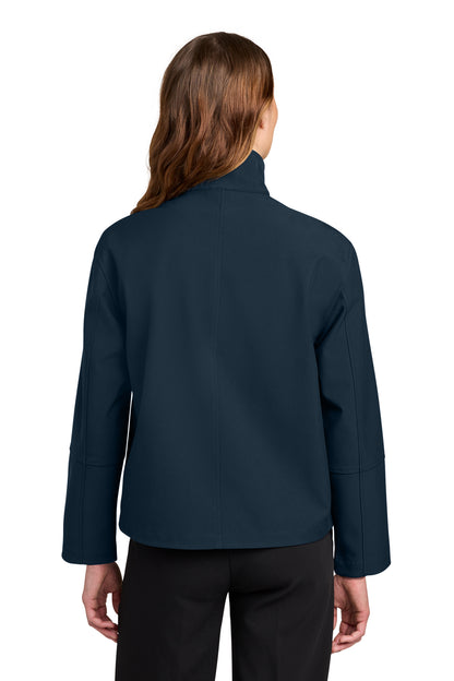 Mercer+Mettle Women’s Comfort Soft Shell Jacket in Night Navy, back on model
