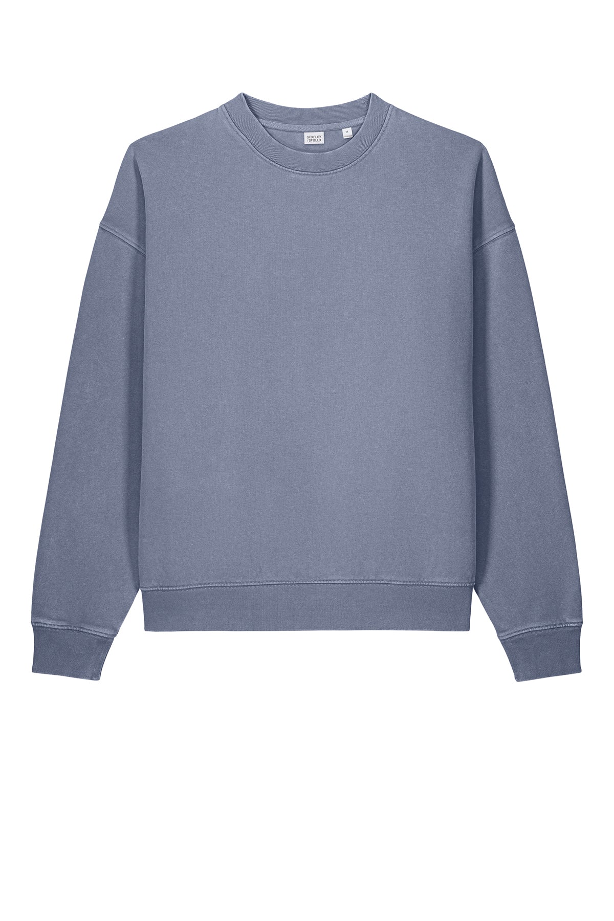 Stanley/Stella Unisex Easer Vintage Crewneck Sweatshirt in G. Dyed Blue Grey, front flat