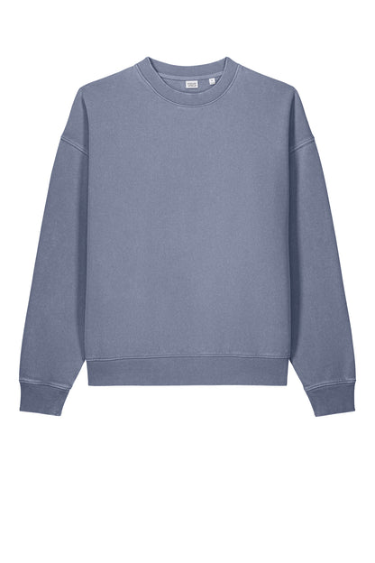 Stanley/Stella Unisex Easer Vintage Crewneck Sweatshirt in G. Dyed Blue Grey, front flat