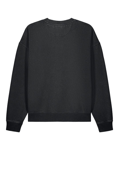 Stanley/Stella Unisex Easer Vintage Crewneck Sweatshirt in G. Dyed Black Rock, back flat
