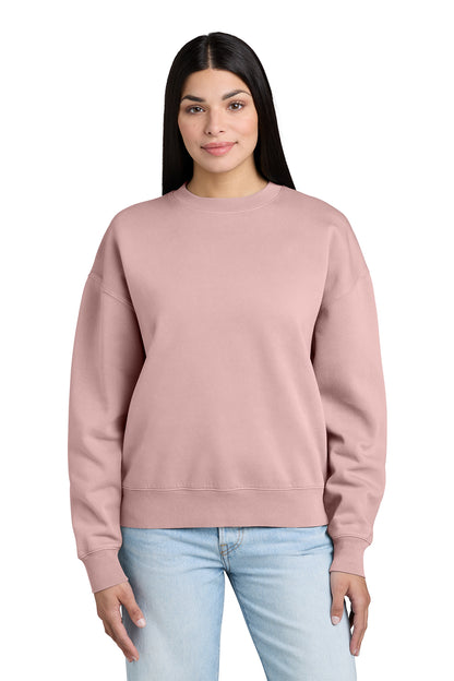 Stanley/Stella Unisex Easer Vintage Crewneck Sweatshirt in G. Dyed Blush, front on model