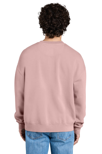 Stanley/Stella Unisex Easer Vintage Crewneck Sweatshirt in G. Dyed Blush, back on model
