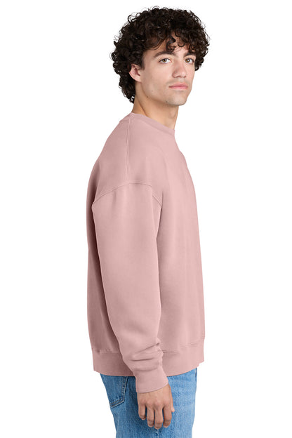 Stanley/Stella Unisex Easer Vintage Crewneck Sweatshirt in G. Dyed Blush, side on model