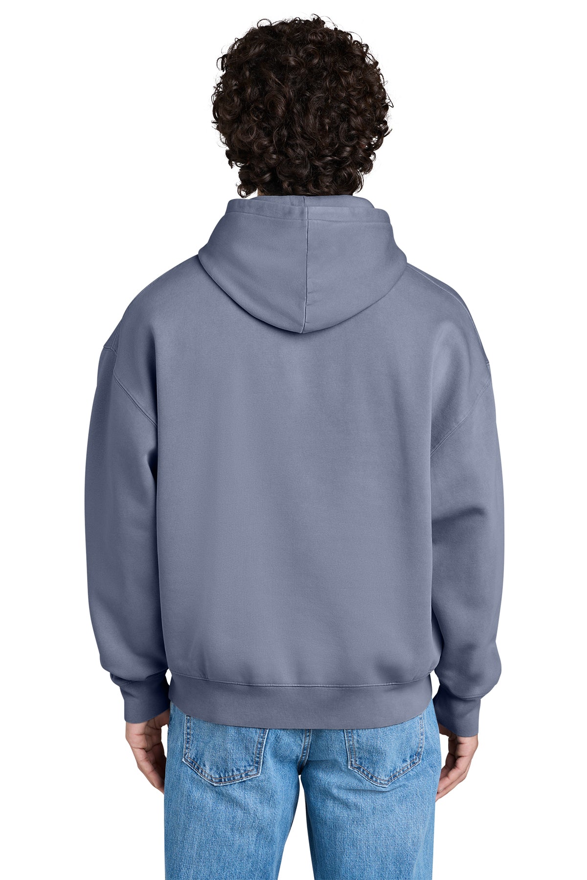 Stanley/Stella Unisex Chaser Vintage Hooded Sweatshirt in G. Dyed Blue Grey, back on model