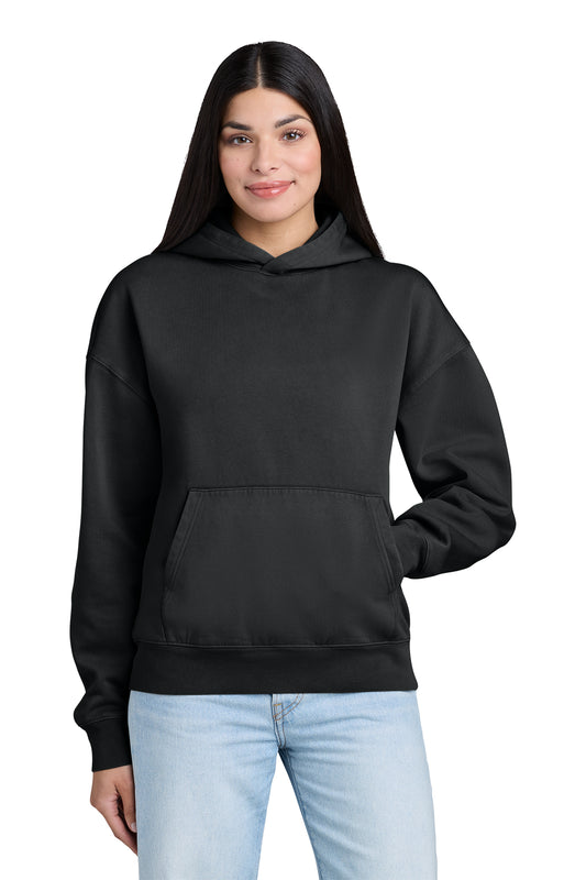 Stanley/Stella Unisex Chaser Vintage Hooded Sweatshirt in G. Dyed Black Rock, front on model
