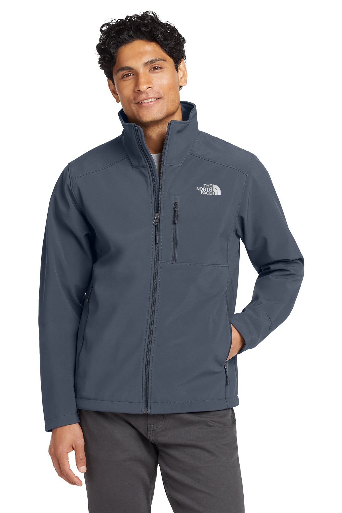 The North Face Apex Barrier Soft Shell Jacket in Urban Navy, front on model