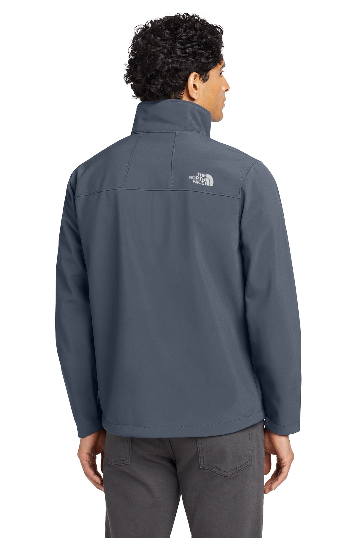 The North Face Apex Barrier Soft Shell Jacket in Urban Navy, back on model