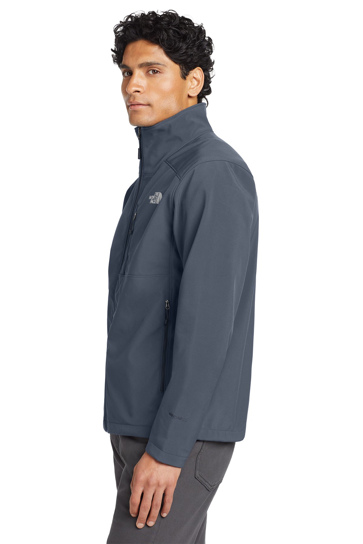 The North Face Apex Barrier Soft Shell Jacket in Urban Navy, side on model
