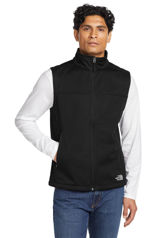 The North Face Ridgewall Soft Shell Vest in TNF Black, front on model