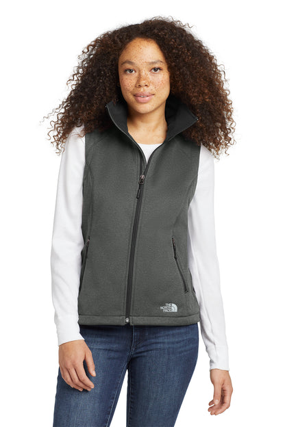 The North Face Women's Ridgewall Soft Shell Vest in TNF Dark Grey Heather, front on model