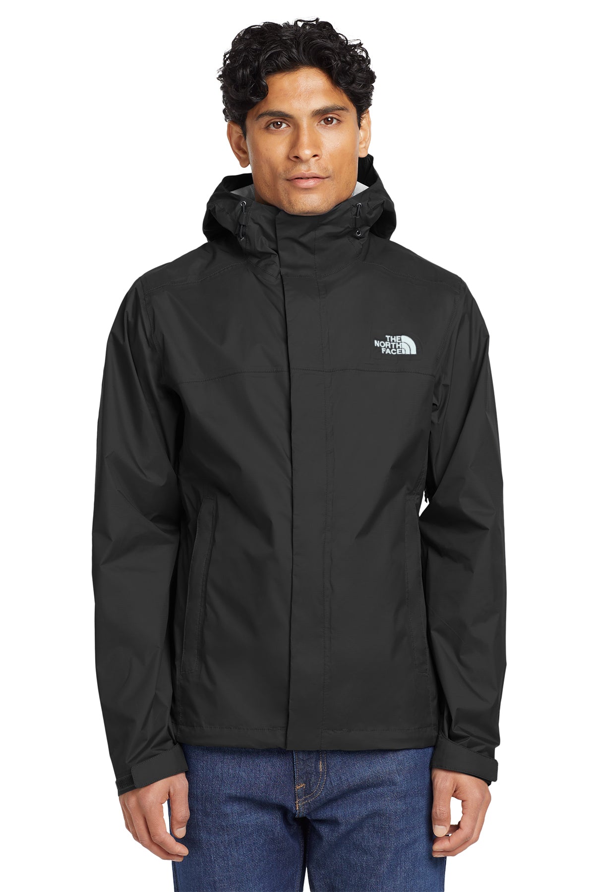 The North Face DryVent Rain Jacket in TNF Black, front on model