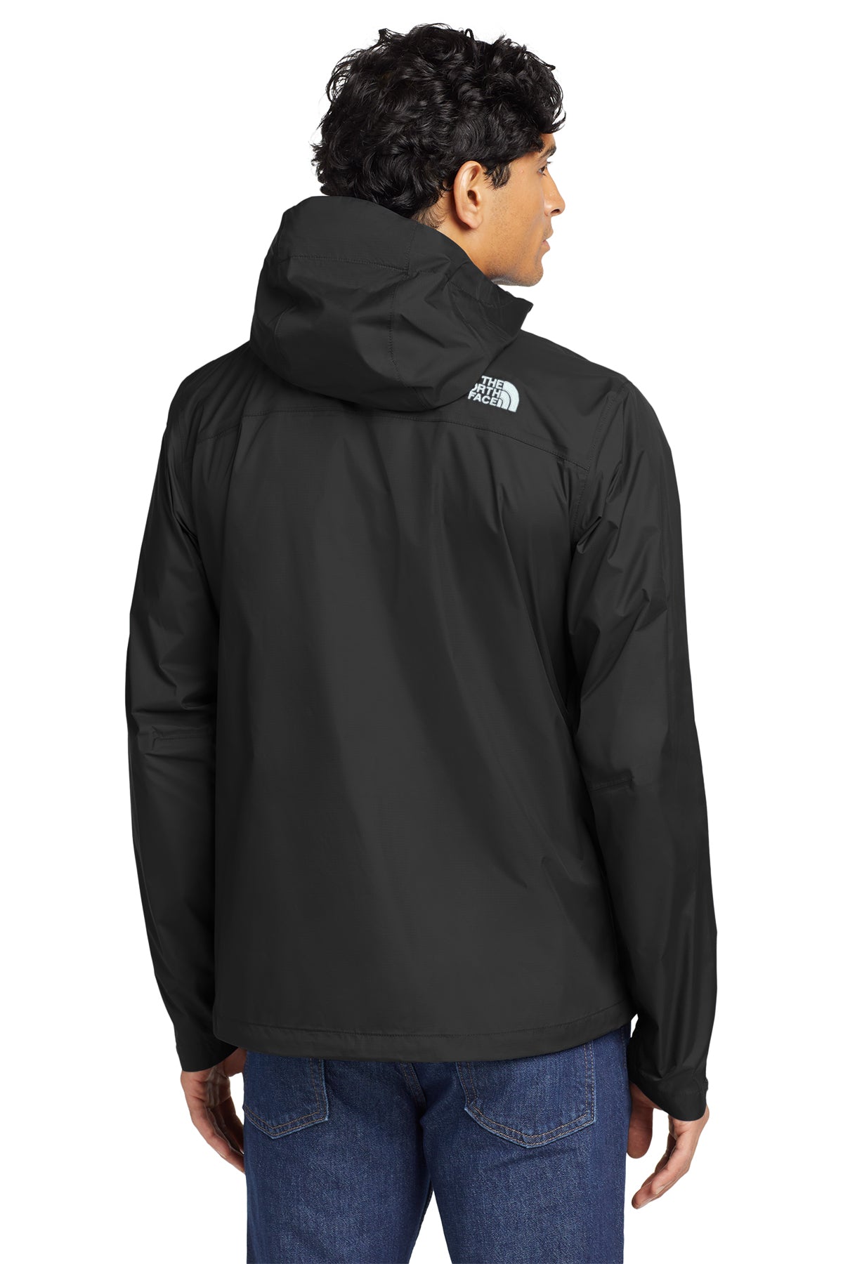 The North Face DryVent Rain Jacket in TNF Black, back on model