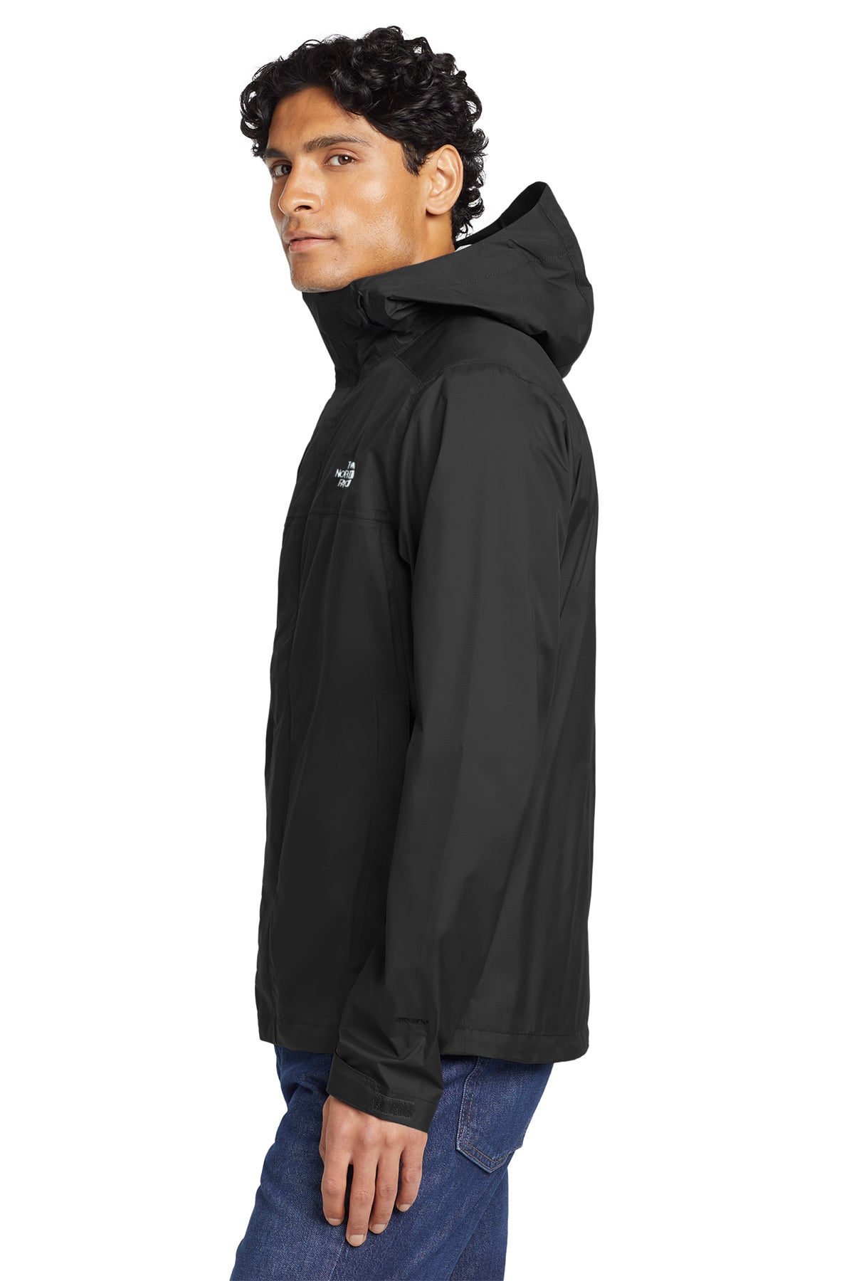 The North Face DryVent Rain Jacket in TNF Black, side on model