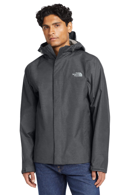 The North Face DryVent Rain Jacket in TNF Dark Grey Heather, front on model
