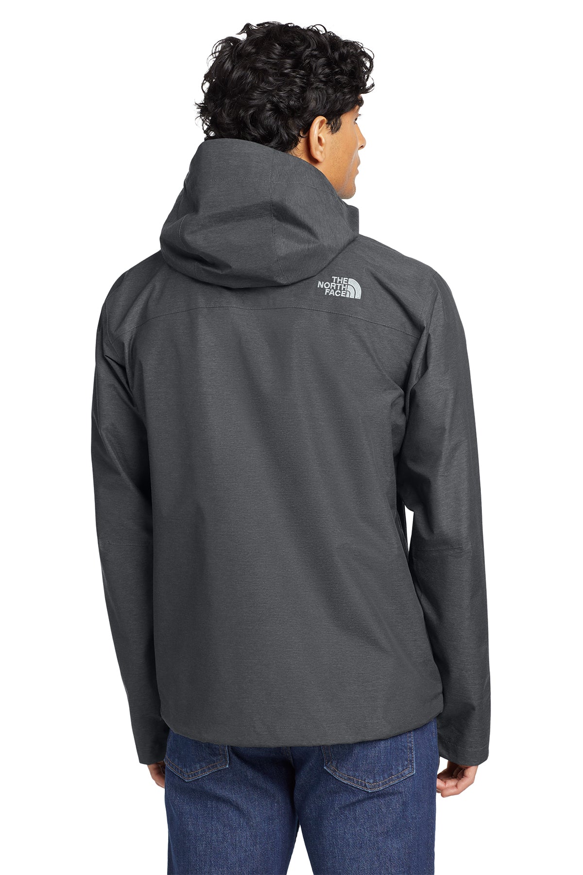 The North Face DryVent Rain Jacket in TNF Dark Grey Heather, back on model
