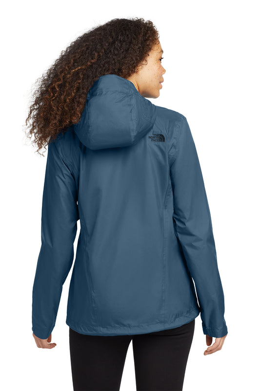 The North Face Women's DryVent Rain Jacket in Shady Blue, back on model