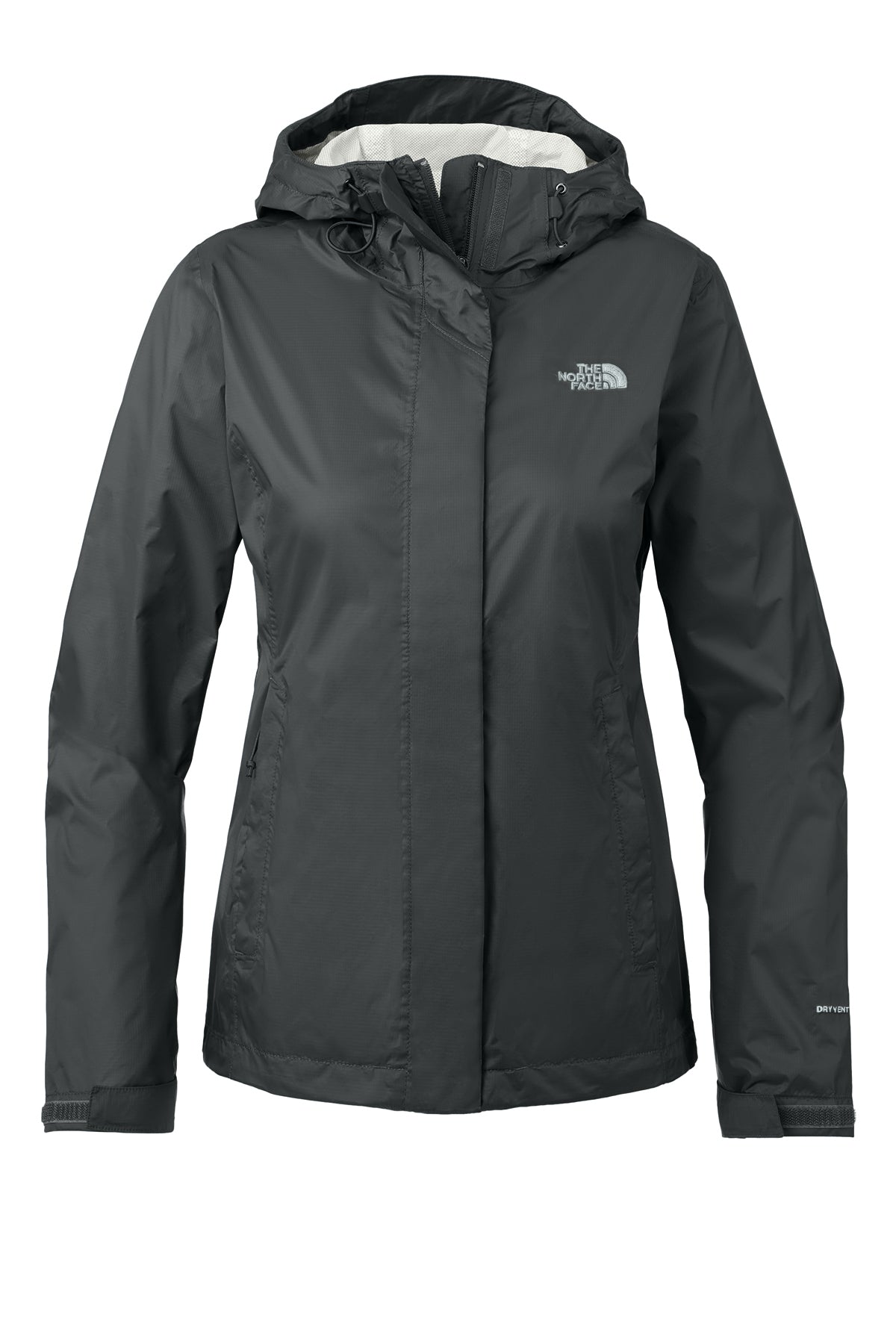 The North Face Women's DryVent Rain Jacket in TNF Black, front flat