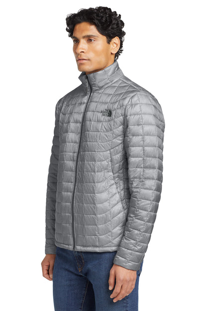 The North Face ThermoBall Trekker Jacket in Mid Grey, side on model