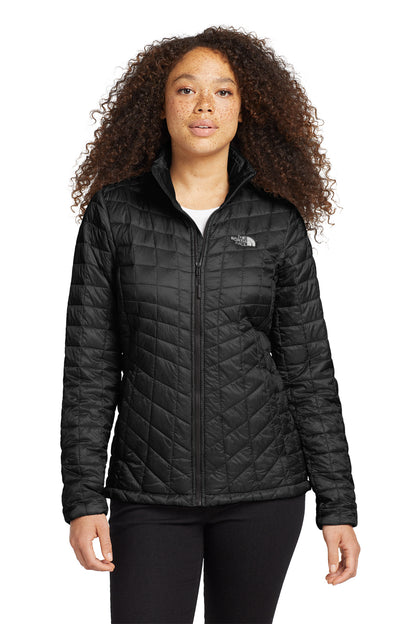 The North Face Women's ThermoBall Trekker Jacket in TNF Matte Black, front on model